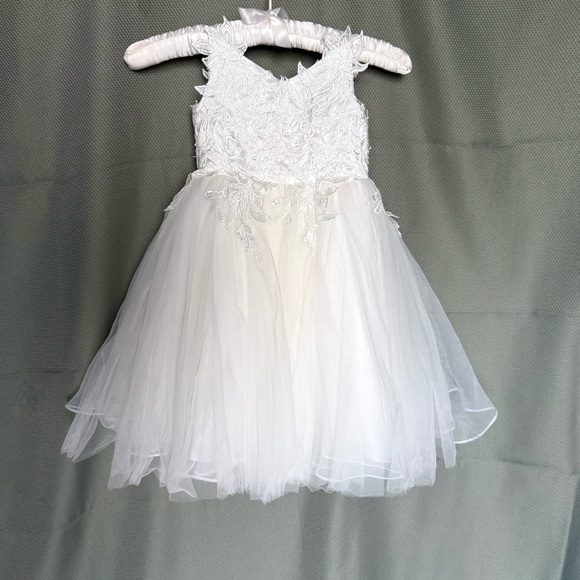 Miami Flower Girl Wedding Elegant White Lace Dress zip back full lined size 3 - Picture 16 of 16